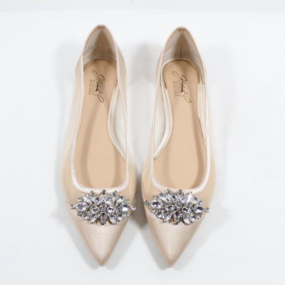 Jewel Badgley Mischka Jeri Embellished Ballet Flat - Champagne 7M - Picture 4 of 5